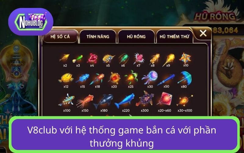 V8club với hệ thống game bắn cá với phần thưởng khủng