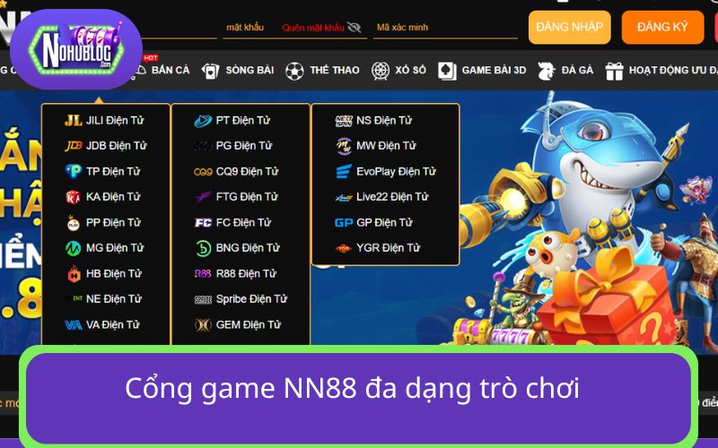 Cổng game NN88 đa dạng trò chơi