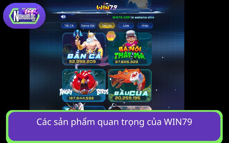 Danh mục sản phẩm cốt lõi tại cổng game 